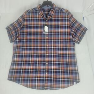 Roundtree & Yorke LS Button Down Shirt Men's Plaid 100% Cotton